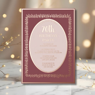 Invitación Con Relieve Metalizado Elegante Rosa Oro 70.ª fiesta de cumpleaños Person