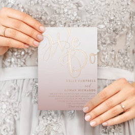 Invitación Con Relieve Metalizado Elegante Rosa Oro que hacemos boda