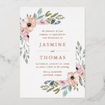 Elegante Rosa polvoriento y Boda floral de color