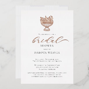 Invitación Con Relieve Metalizado Elegante Rosa Relieve metalizado dorado Bridal Sho