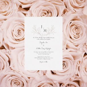 Invitación Con Relieve Metalizado Elegante Rosa simple Boda de oliage de oro