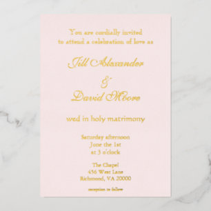Invitación Con Relieve Metalizado Elegante rosa y oro 