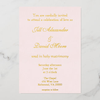 Invitación Con Relieve Metalizado Elegante rosa y oro