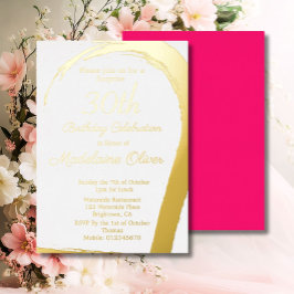 Invitación Con Relieve Metalizado Elegante rosado dorado 30 cumpleaños