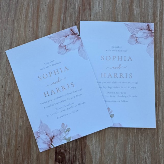 Invitación Con Relieve Metalizado Elegante Rubor Flower Petals Boda Rosa Gold (Subido por el creador)