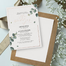 Elegante Rustico Eucalipto Escritura Boda Rosa