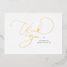 Invitación Con Relieve Metalizado Elegante Script Calligraphy Bridesmaid Gracias