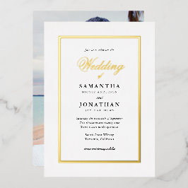 Invitación Con Relieve Metalizado Elegante Script Clásico Boda de fotografía mínimo 