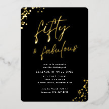 Elegante Script Fifty y Fabuloso Cumpleaños Dorado
