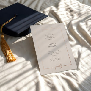 Invitación Con Relieve Metalizado Elegante Script Photo Relieve metalizado Graduatio