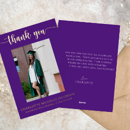 Invitación Con Relieve Metalizado Elegante Script Tinte Dorado Foto Graduación