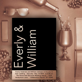 Invitación Con Relieve Metalizado Elegante Sencillo Moderno Rosa Minimalista Oro