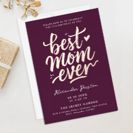 Invitación Con Relieve Metalizado Elegante Simple Burgundy Mejor Celebración del Día