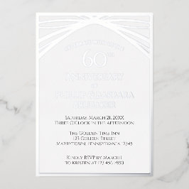 Invitación Con Relieve Metalizado Elegante simple Fiesta del 60° Aniversario Boda