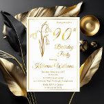 Invitación Con Relieve Metalizado Elegante Snowdrop 90th Birthday Party estampado<br><div class="desc">Elegante diseño floral de nevadas en el mes de nacimiento,  "fiesta de cumpleaños 90",  con un motivo floral de nevada.</div>