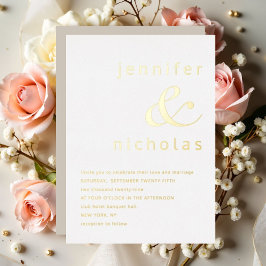 Invitación Con Relieve Metalizado Elegante Taupe Ampersand Boda Gold