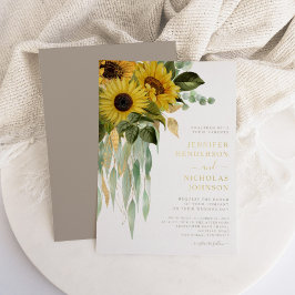 Invitación Con Relieve Metalizado Elegante Taupe Floral Boda Gold