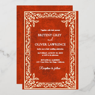Invitación Con Relieve Metalizado Elegante Terracota Papel Picado Boda Mexicana