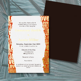 Invitación Con Relieve Metalizado Elegante Tipografía de Amor Vermello Boda
