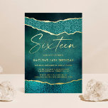 Invitación Con Relieve Metalizado Elegante Turquesa Geoed Agate 16 cumpleaños Real<br><div class="desc">Celebre con estilo con estas elegantes y muy modernas invitaciones de Relieve metalizado a los 16 años. El diseño es fácil de personalizar con la redacción de su evento especial y sus invitados estarán encantados cuando reciban estas fabulosas invitaciones.</div>