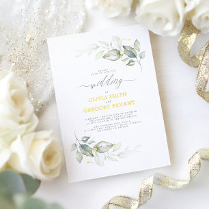 Invitación Con Relieve Metalizado Elegante vegetación soñadora Boda minimalista suav