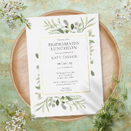 Invitación Con Relieve Metalizado Elegante verde Bridesmaids Luncheon Gold