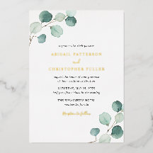 Elegante Verde Rustico Boda Eucalipto Dorado