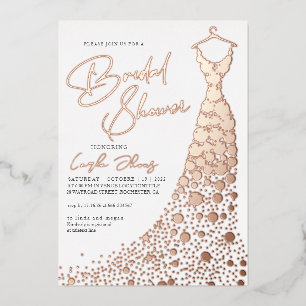 Invitación Con Relieve Metalizado Elegante vestido de Relieve metalizado dorado Rosa