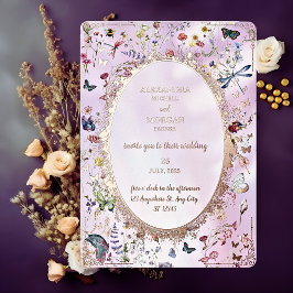 Invitación Con Relieve Metalizado Elegante y caprichoso Relieve metalizado rosado