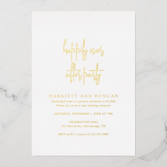 Invitación Con Relieve Metalizado Elegante y eterna recepción de bodas (Anverso)