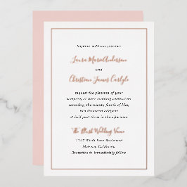 Invitación Con Relieve Metalizado Elegante y formal simple Boda Rubor rosa Rosa oro