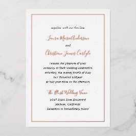Invitación Con Relieve Metalizado Elegante y formal simple Boda Rubor rosa Rosa oro