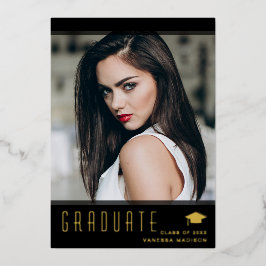 Invitación Con Relieve Metalizado Elegante y moderno Graduado Elegante Foto