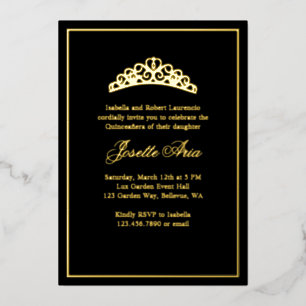 Invitación Con Relieve Metalizado Elegante y simple quinceañera clásica