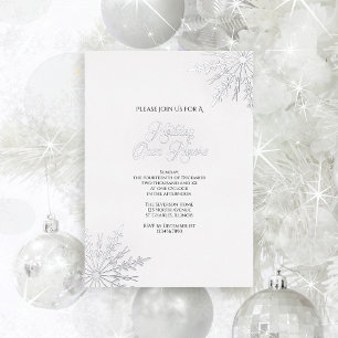 Invitación Con Relieve Metalizado Elegantes copos de nieve Casa abierta de vacacione