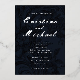 Invitación Con Relieve Metalizado Elegantes flores ornamentales Relieve metalizado b