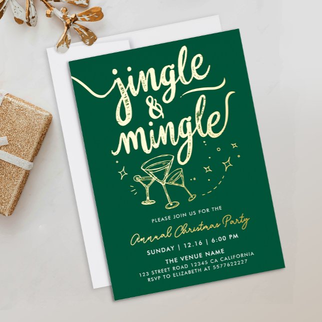 Invitación Con Relieve Metalizado Elegantes garabatos de vidrio de cóctel de jingle  (Subido por el creador)