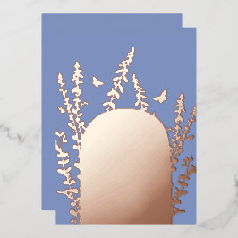 Invitación Con Relieve Metalizado Elegantes hojas de jardín y mariposas boda 