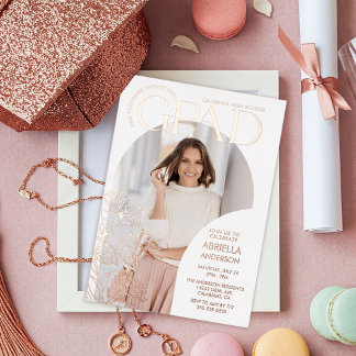 Invitación Con Relieve Metalizado Elegantes marcos de fotos florales en el arco supe