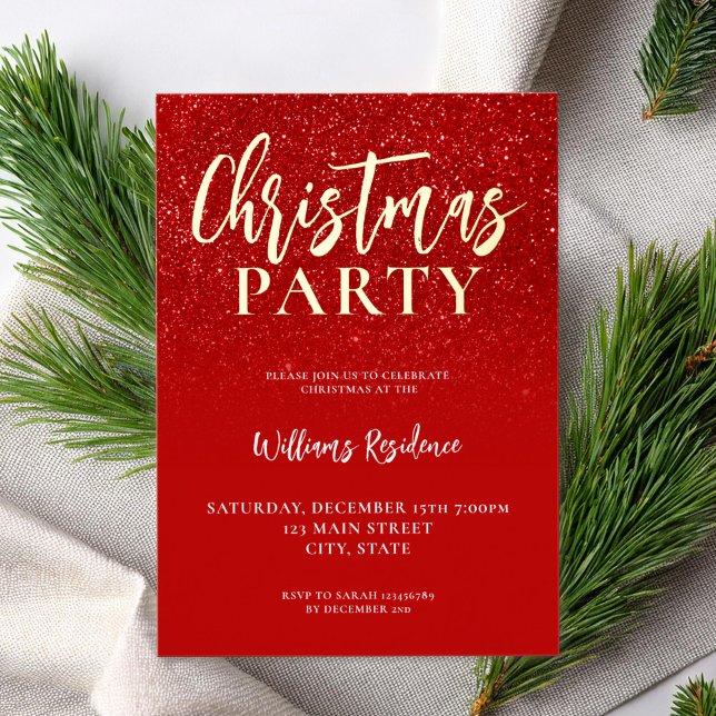 Invitación Con Relieve Metalizado Elegantes Navidades de Fiesta de Vacaciones (Subido por el creador)