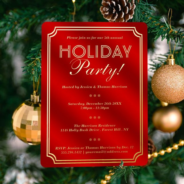 Invitación Con Relieve Metalizado Elegantes Navidades de Fiesta de Vacaciones Real (Subido por el creador)