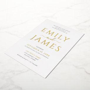 Invitación Con Relieve Metalizado Elegantes Nombres Grandes Boda Lujo