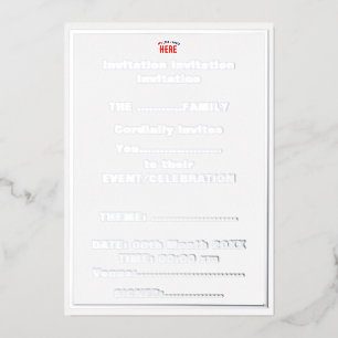 INVITACIÓN CON RELIEVE METALIZADO ELEGANTES PERSONALIZABLES BLANCOS VERIFICADOS DE M