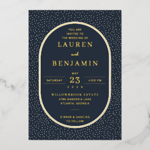 Invitación Con Relieve Metalizado Elegantes Puntos Azules