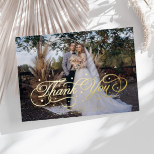 Invitación Con Relieve Metalizado Elegantes puntos de caligrafía gracias Boda de fot