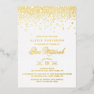 Invitación Con Relieve Metalizado Elegantes puntos de confeti de papel de oro Bar Mi