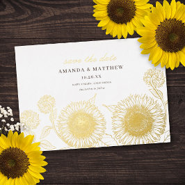 Invitación Con Relieve Metalizado Elegantes Sunflower Boda De Caída Salven La Fecha 