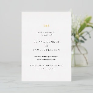 Invitación Con Relieve Metalizado Eliana Monogram Classic Wedding Save the Date