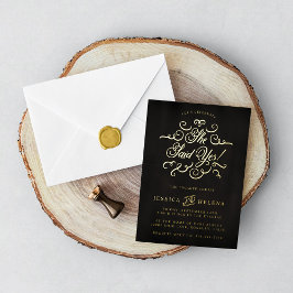 Invitación Con Relieve Metalizado Ella dijo Sí Confeti Celebratorio Dorado