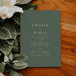 Invitación Con Relieve Metalizado EMELIA Sage Green Relieve metalizado plateado Boda